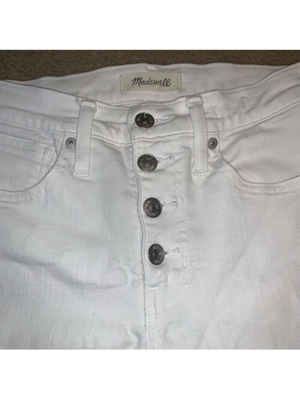 MADEWELL White 9” Mid Rise Skinny Jeans size 24 - Picture 6 of 9